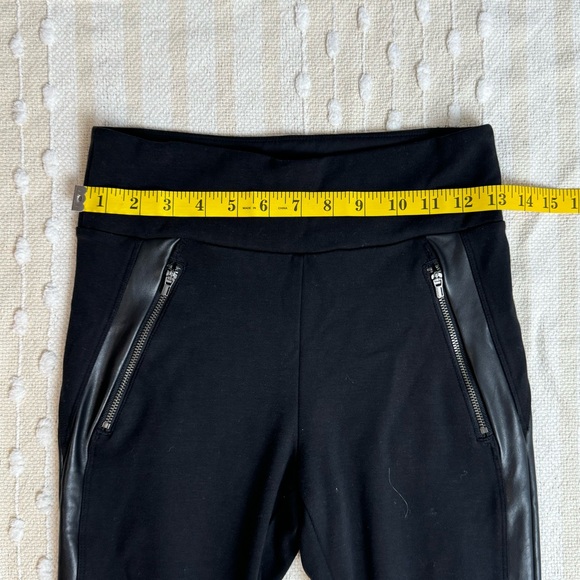 Athleta Siena black leggings, faux leather trim, zipper detail size 6 - Picture 8 of 10